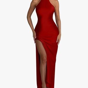 Elegant One Shoulder Red Evening Dress